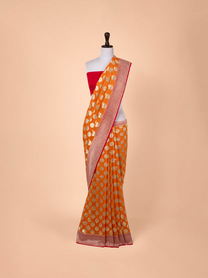 Handwoven Orange Georgette Saree