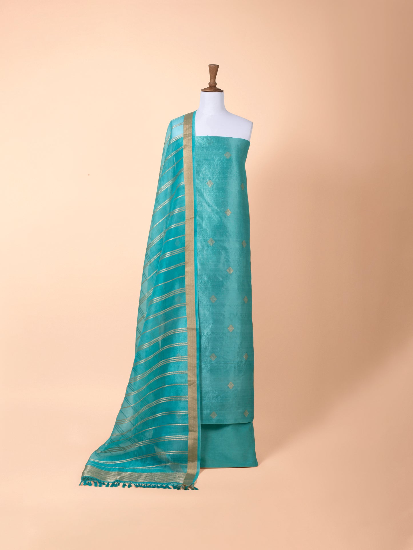 Handwoven Sea Green Cotton Suit Piece