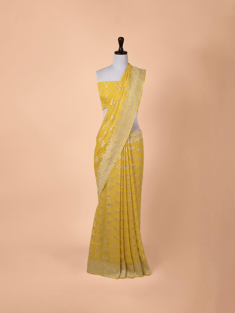 Handwoven Yellow Georgette Saree