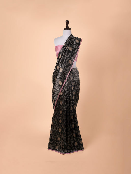 Handwoven Black Silk Saree