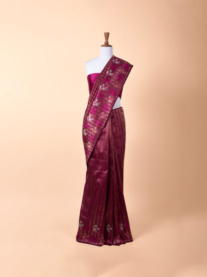 Handwoven Garnet Silk Saree