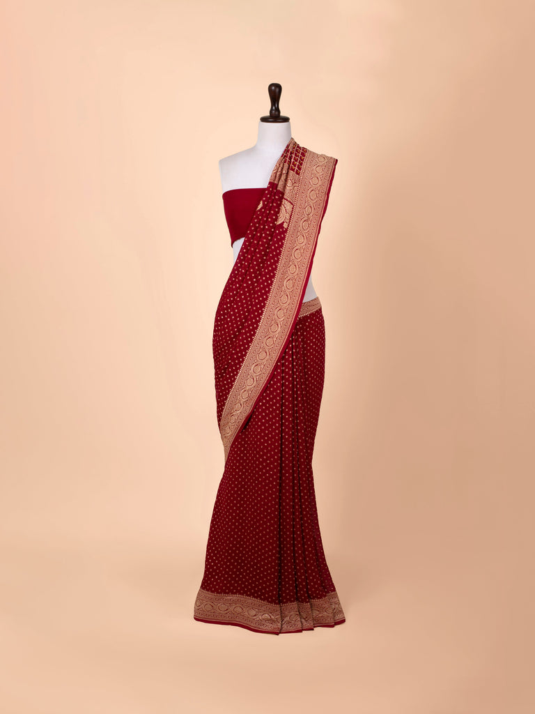 Handwoven Red Georgette Saree