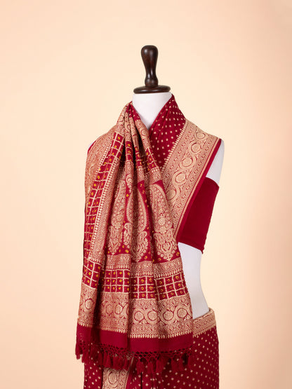Handwoven Red Georgette Saree