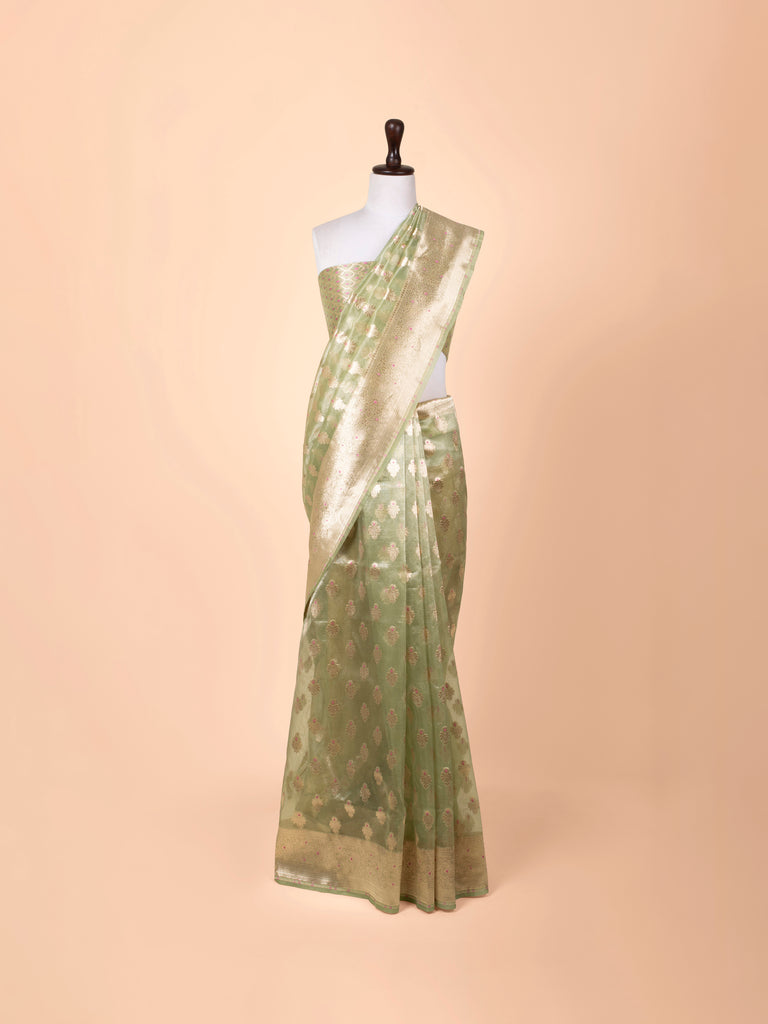 Handwoven Green Organza Saree