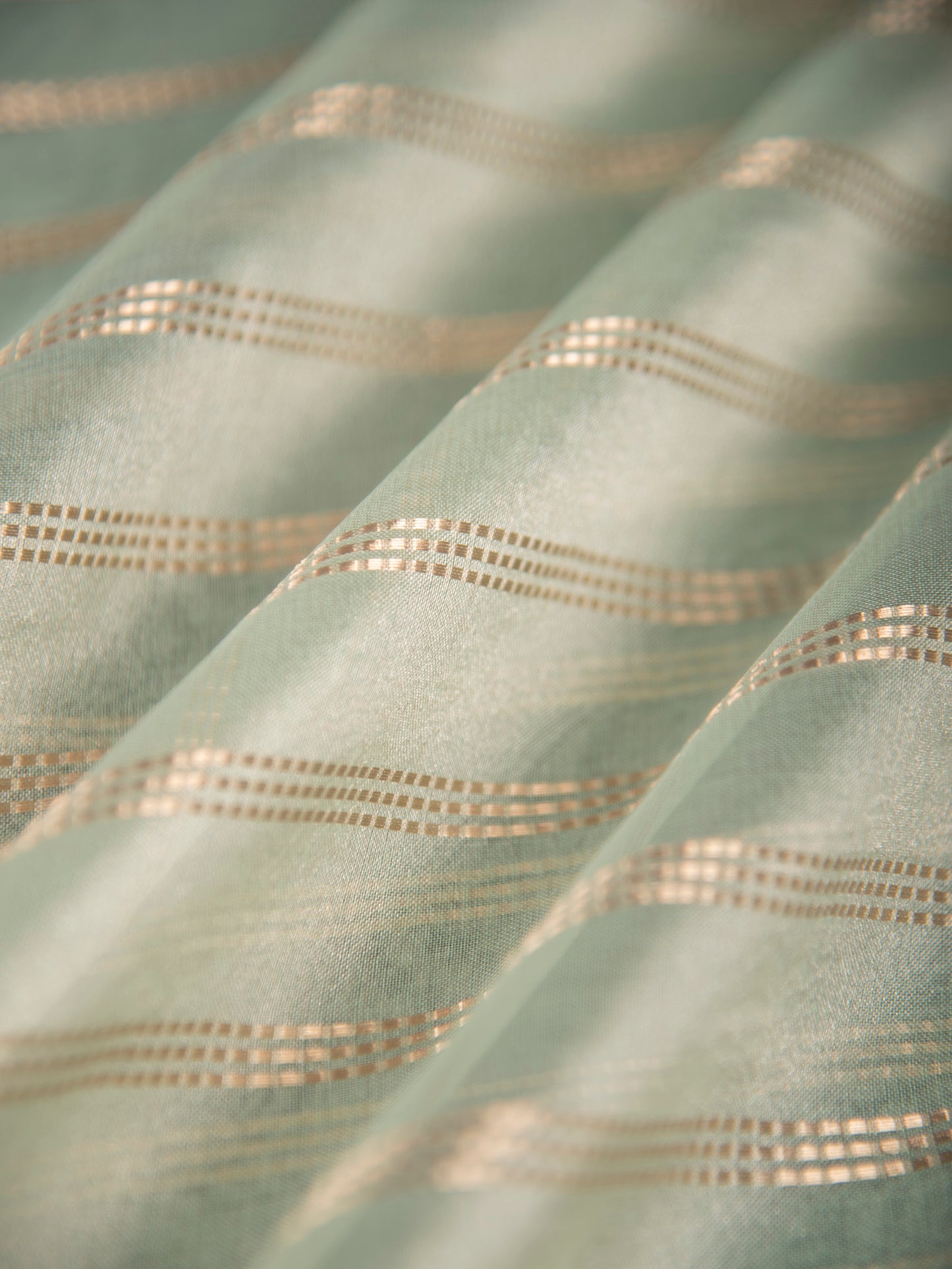 Handwoven Green Organza  Fabric