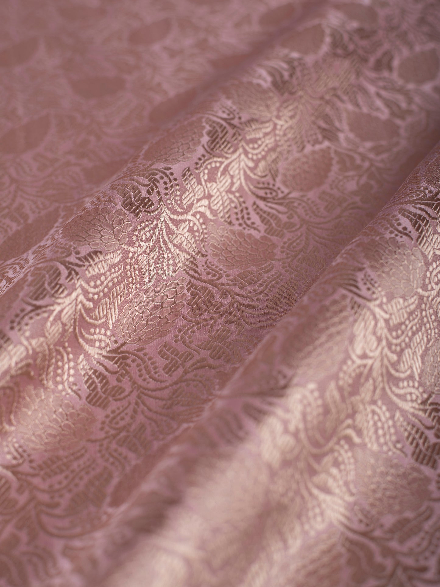 Handwoven Mauve Satin Silk Fabric