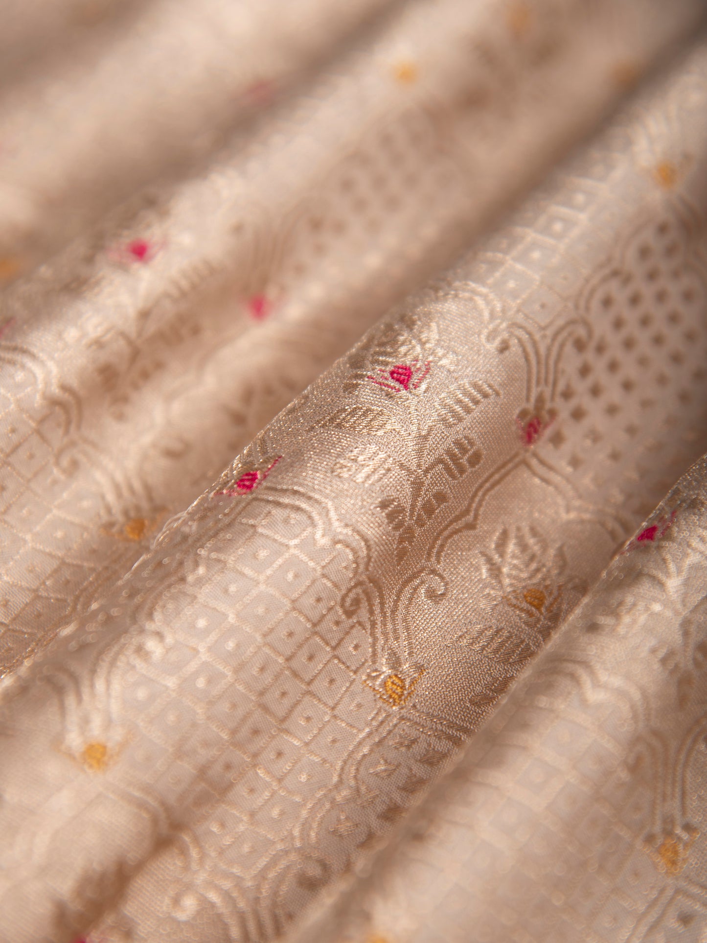 Handwoven Beige Silk Fabric