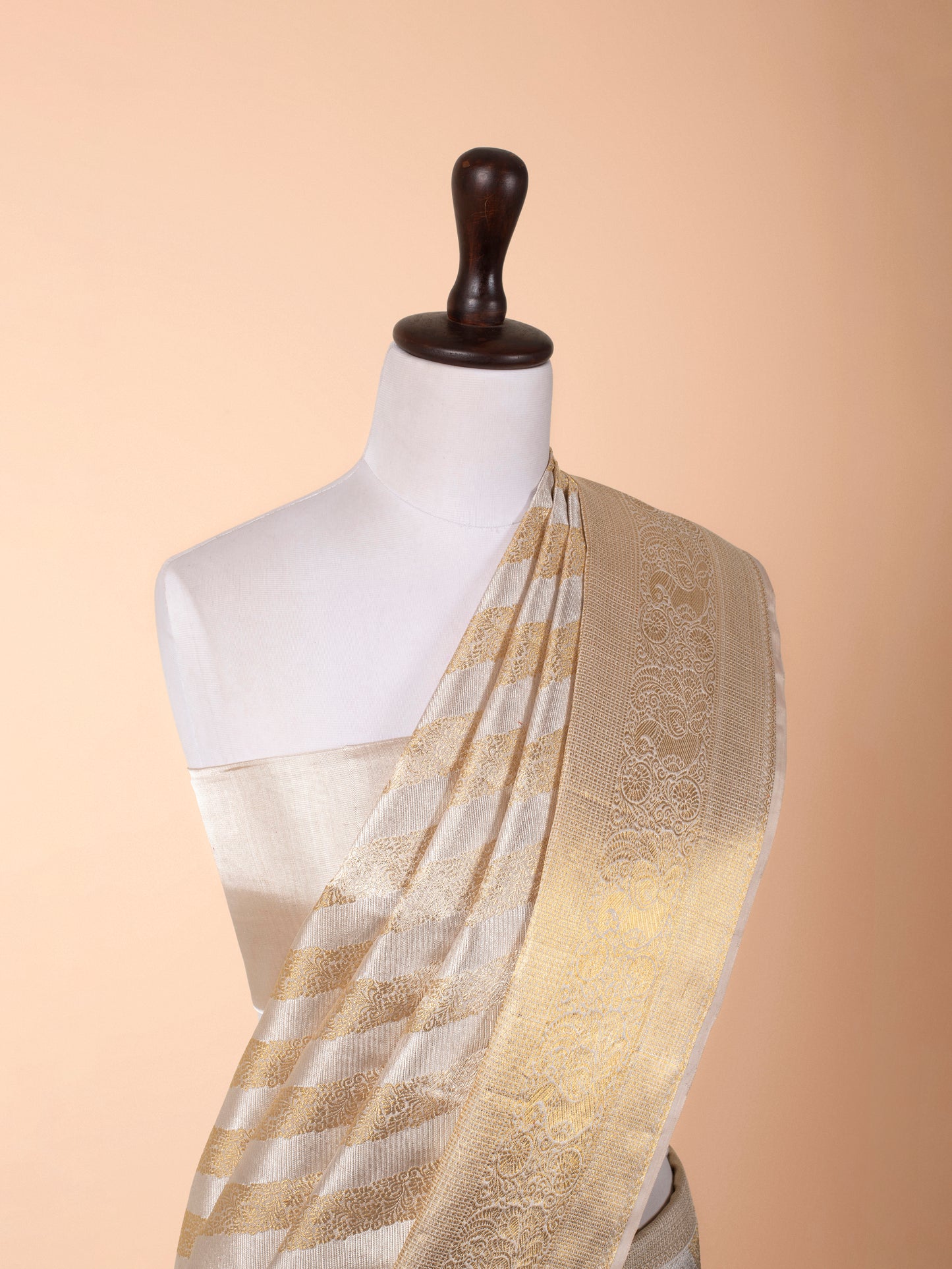 Handwoven Gold Kanjivaram Tissue Saree