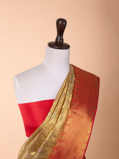Handwoven Gold  Kanjivaram Silk Saree