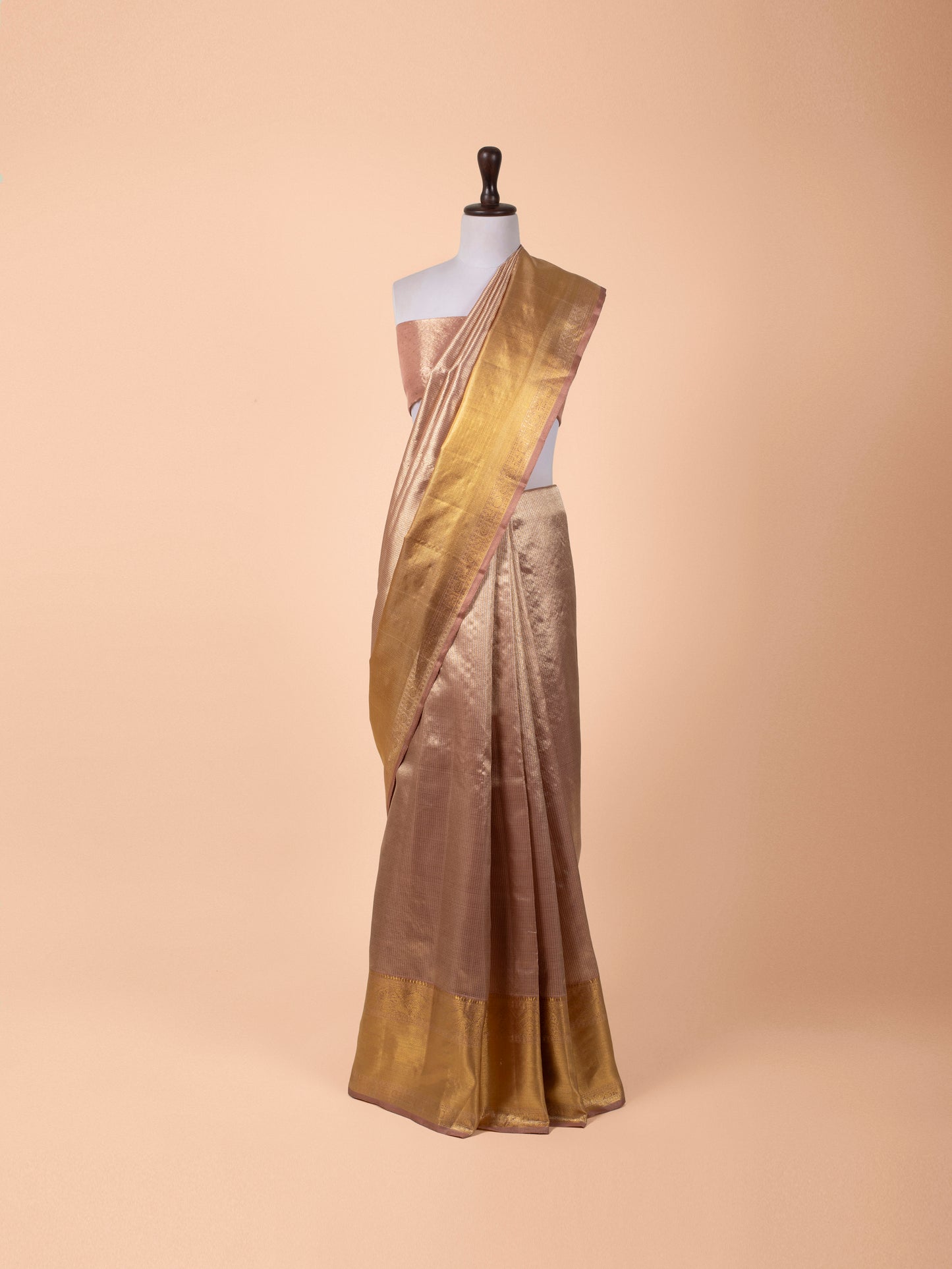 Handwoven Peach Kanjivaram Silk Saree