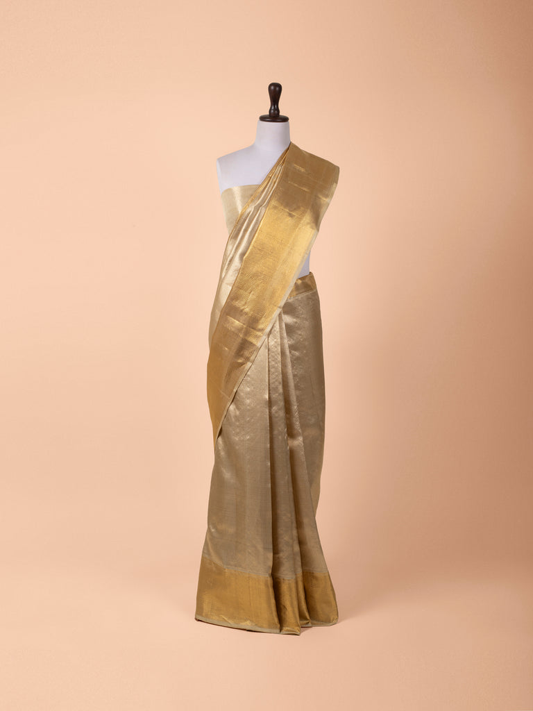 Handwoven Gold Kanjivaram Silk Saree