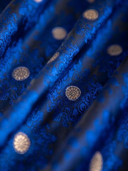 Handwoven Blue Silk Blouse Fabric- D