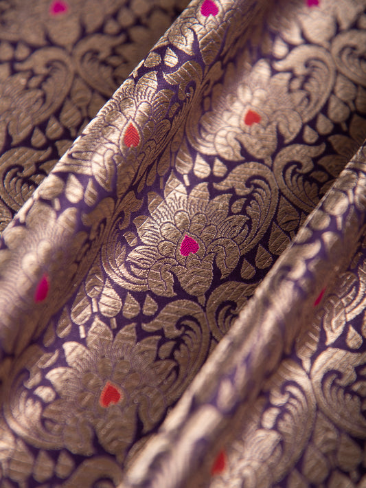 Handwoven Purple Silk Blouse Fabric- D