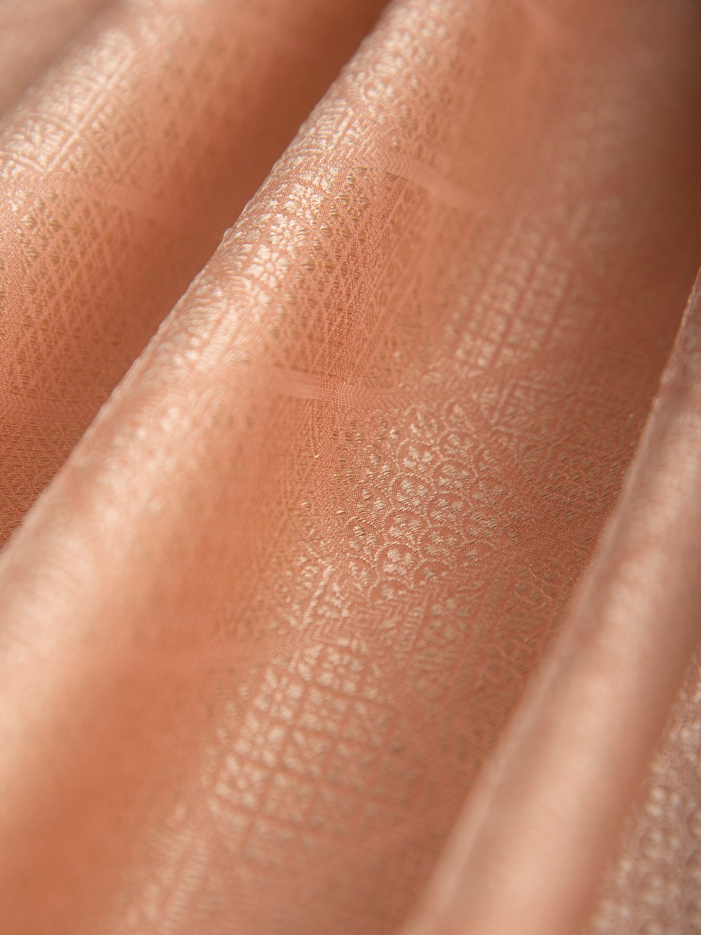 Handwoven Peach Silk Blouse Fabric