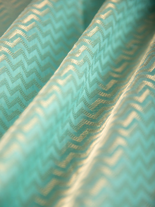 Handwoven Green Tissue Blouse Fabric - D