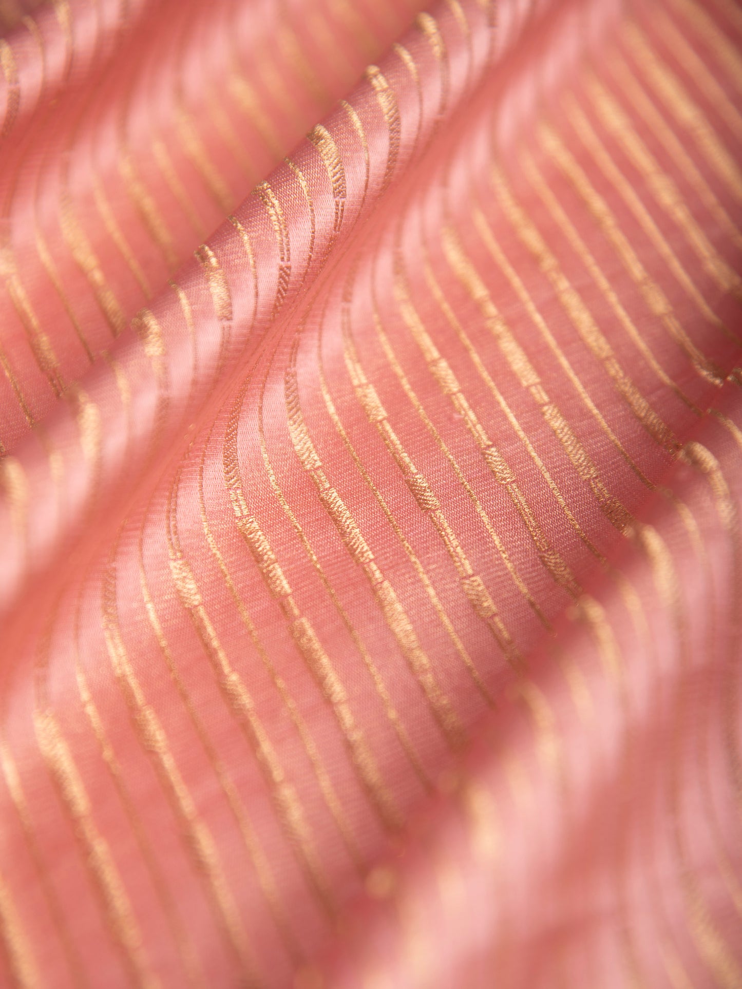 Handwoven Peach Tissue Silk Blouse Fabric
