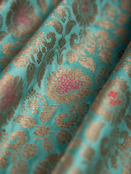Handwoven Blue Silk Blouse Fabric- D