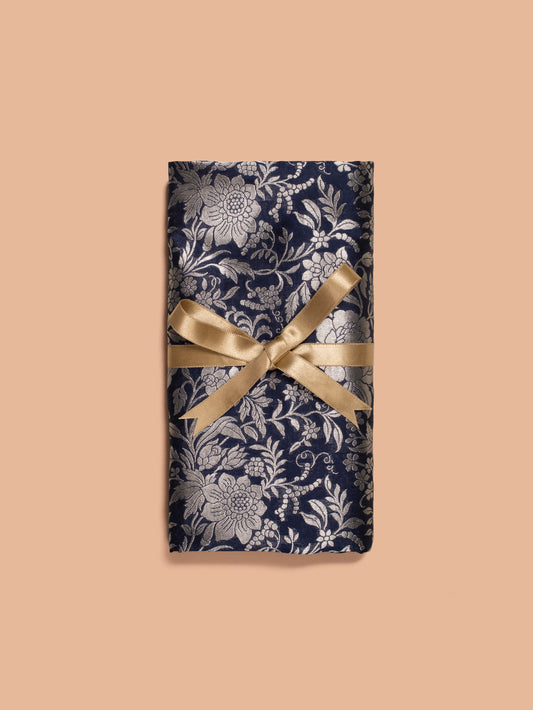 Handwoven Blue Silk Blouse Fabric - D