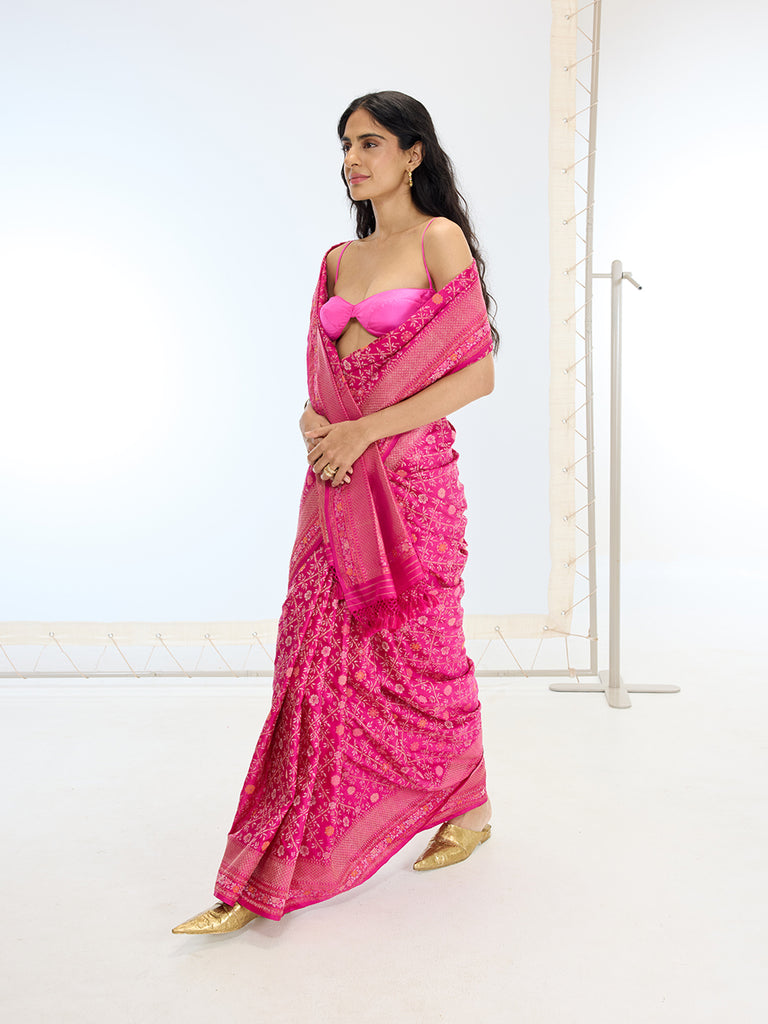 Handwoven Real Zari Rani Silk Saree