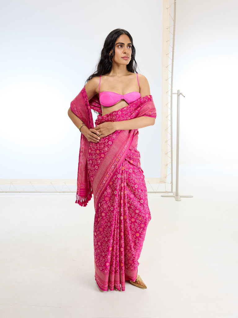 Handwoven Real Zari Rani Silk Saree