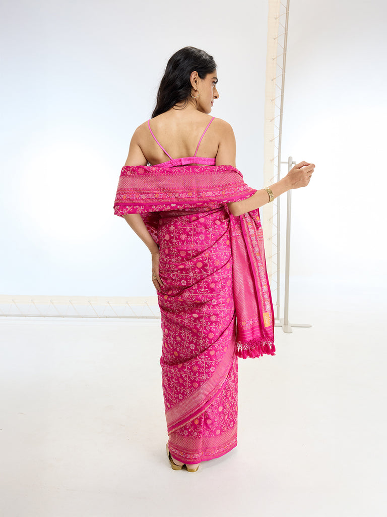 Handwoven Real Zari Rani Silk Saree
