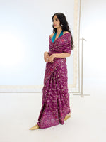 Handwoven Real Zari Wine Silk Saree