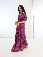 Handwoven Real Zari Wine Silk Saree