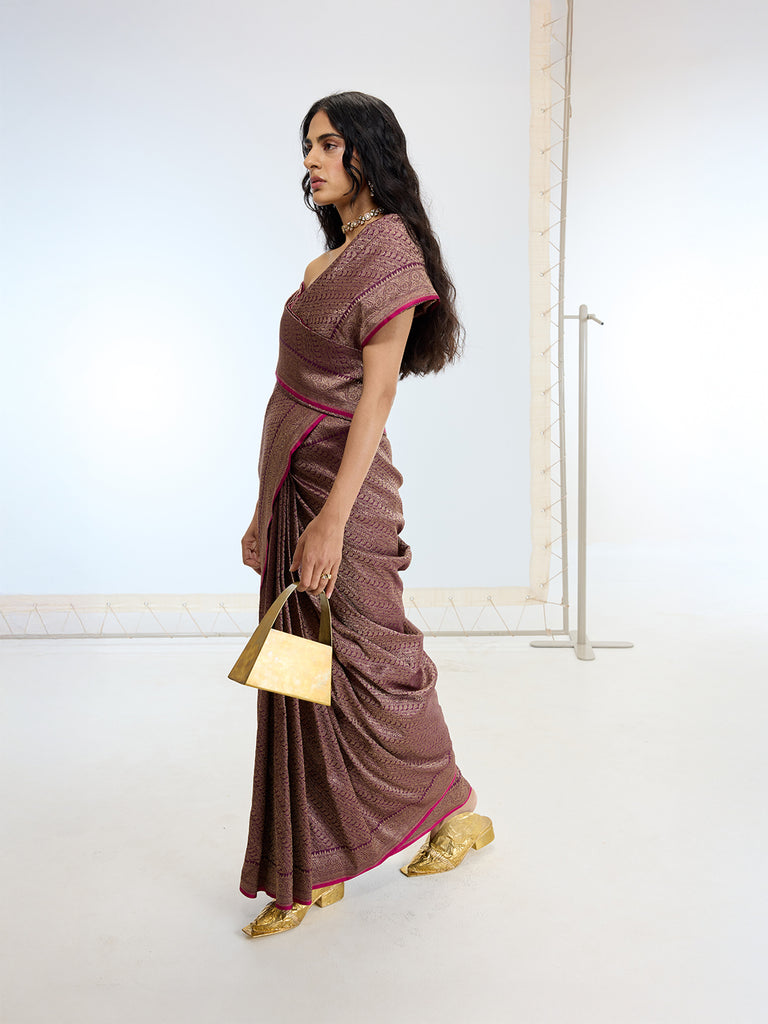 Handwoven Garnet Silk Saree