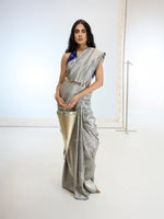 Handwoven Grey Tissue Silk Saree