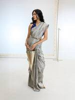 Handwoven Grey Tissue Silk Saree