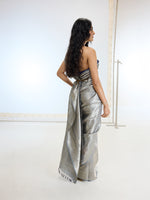Handwoven Grey Tissue Silk Saree