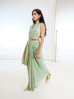 Handwoven Aqua Green Georgette Saree