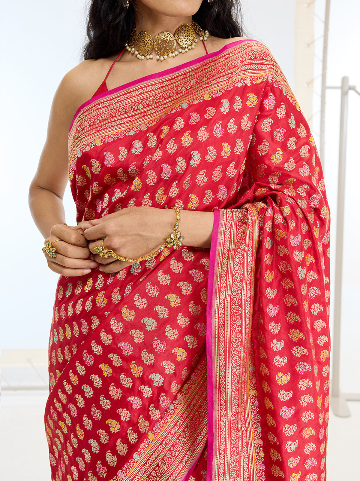 Handwoven Real Zari Red Silk Saree