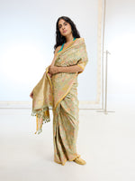 Handwoven Real Zari Pista Silk Saree