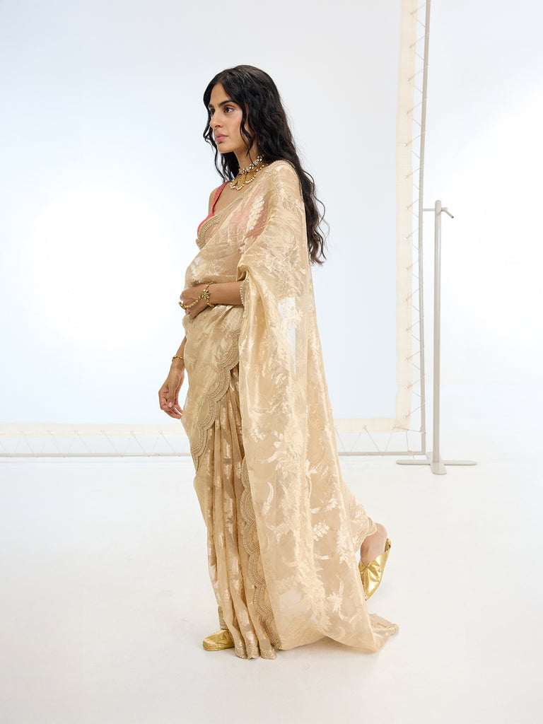 Handwoven Gold Tissue Saree