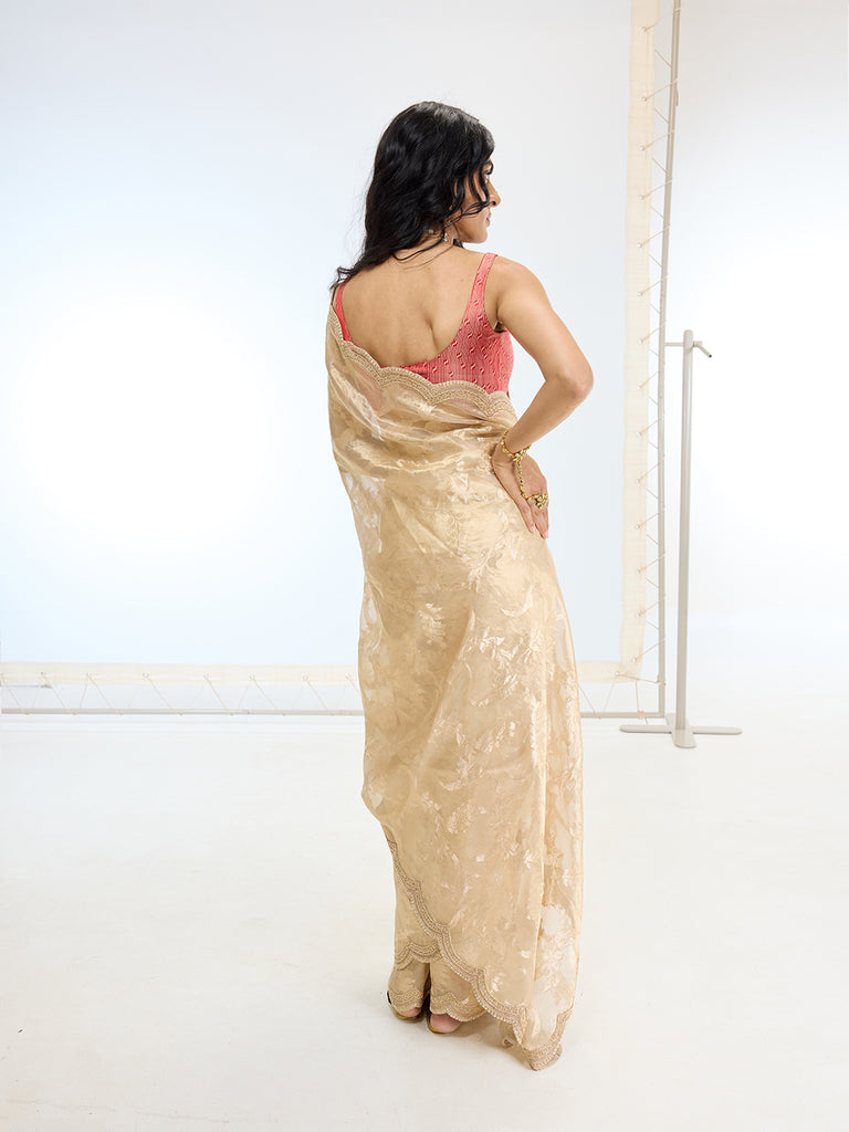 Handwoven Gold Tissue Saree