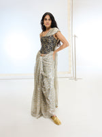 Handwoven Grey Tissue Saree