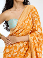 Handwoven Orange Georgette Saree