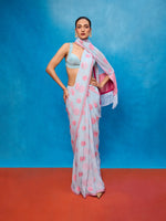 Handwoven Ice Blue Chiffon Banarasi Saree
