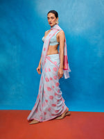 Handwoven Ice Blue Chiffon Banarasi Saree