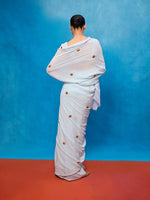 Handwoven Ice Blue Georgette Embroidered Saree
