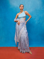 Handwoven Blue Tissue Embroidered Saree