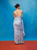 Handwoven Blue Tissue Embroidered Saree