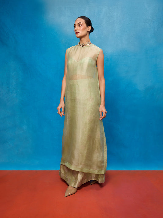 Handwoven Pistachio Green Silk Banarasi Suit