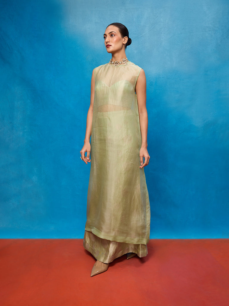Handwoven Pistachio Green Silk Banarasi Suit