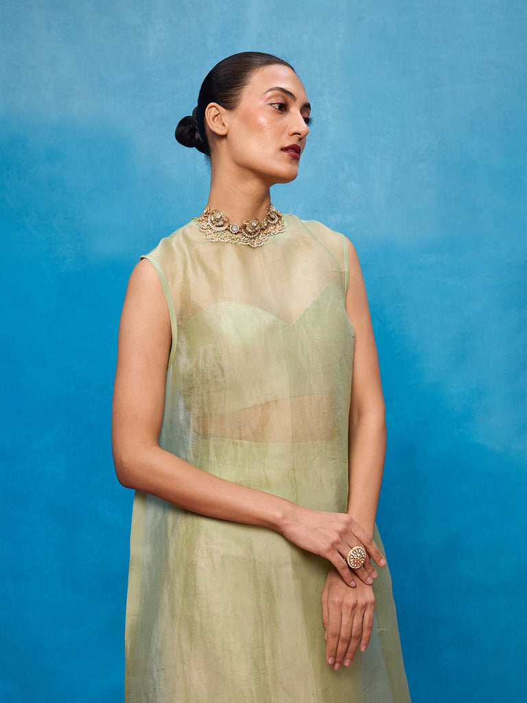 Handwoven Pistachio Green Silk Banarasi Suit