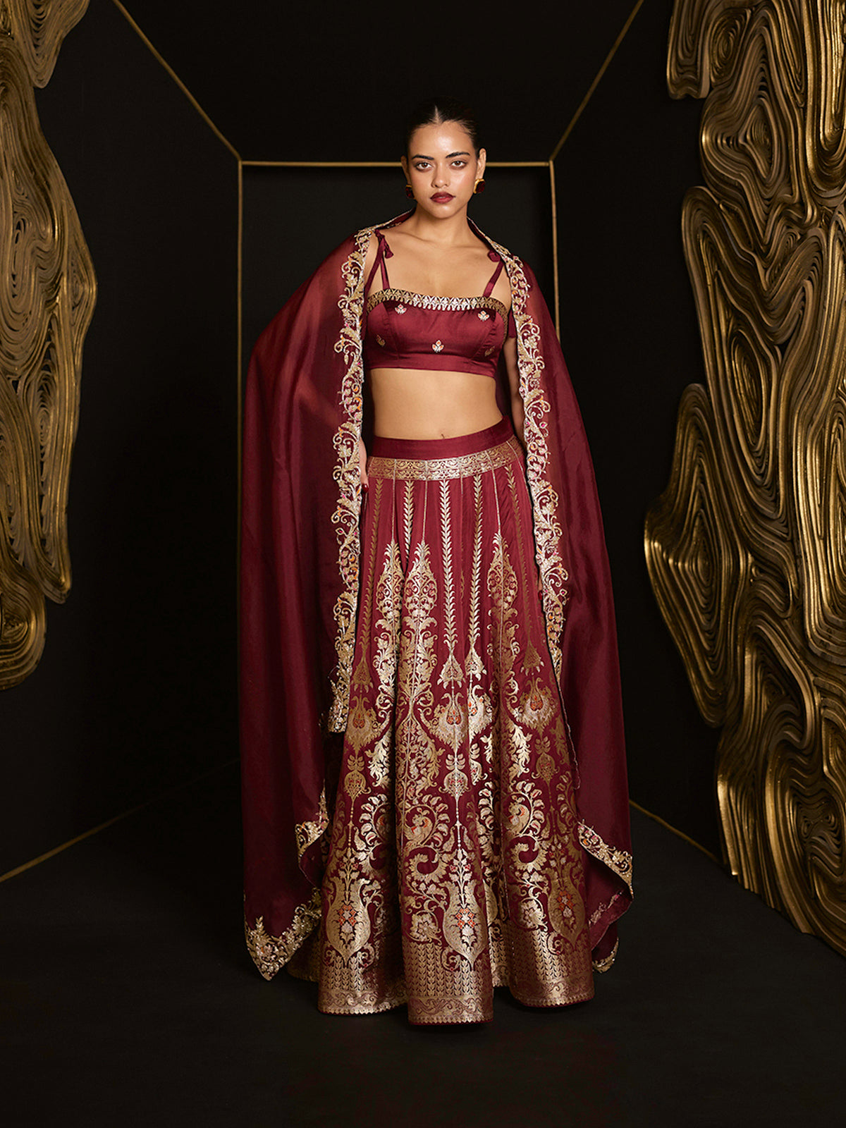 The 'Forever Mine' Lehenga in Garnet