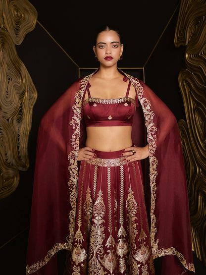 The 'Forever Mine' Lehenga in Garnet