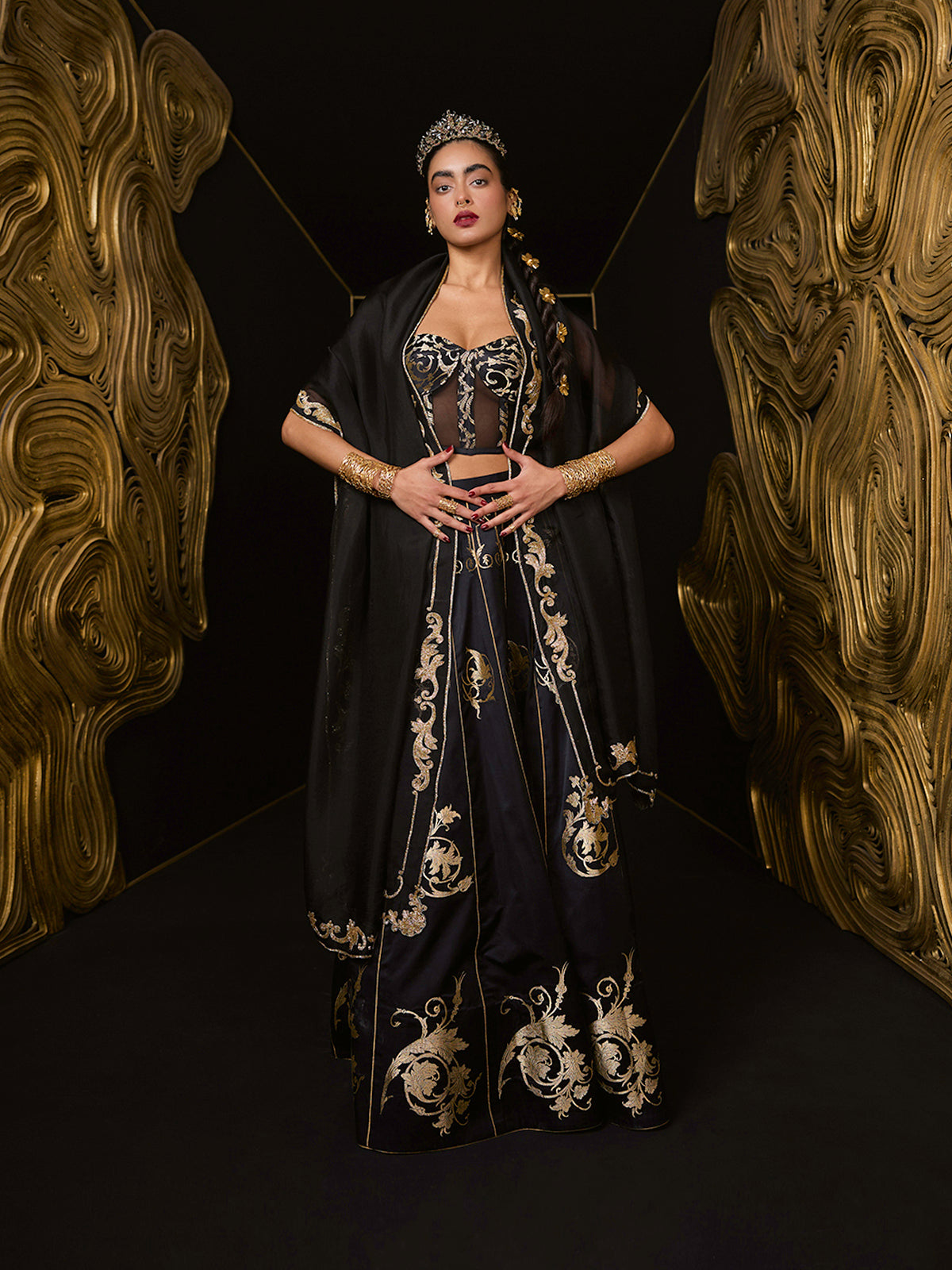 The Vixen Lehenga in Black