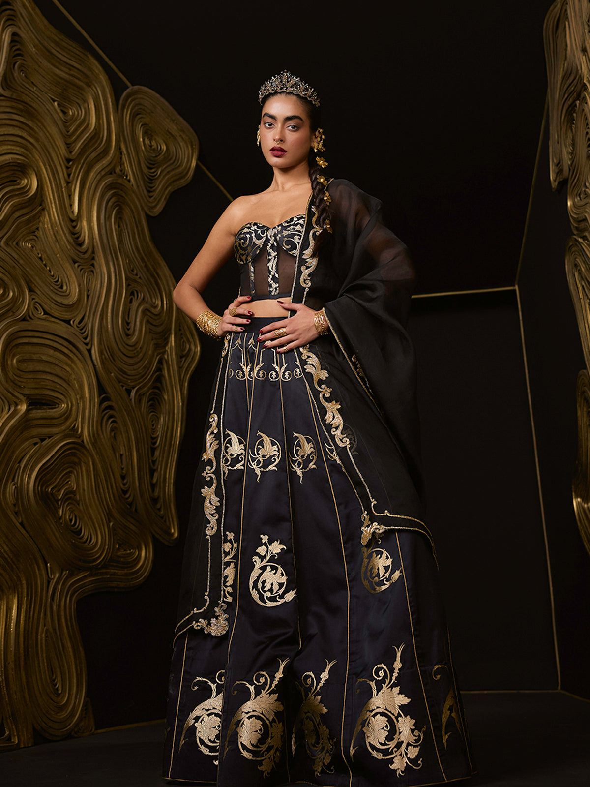 The Vixen Lehenga in Black